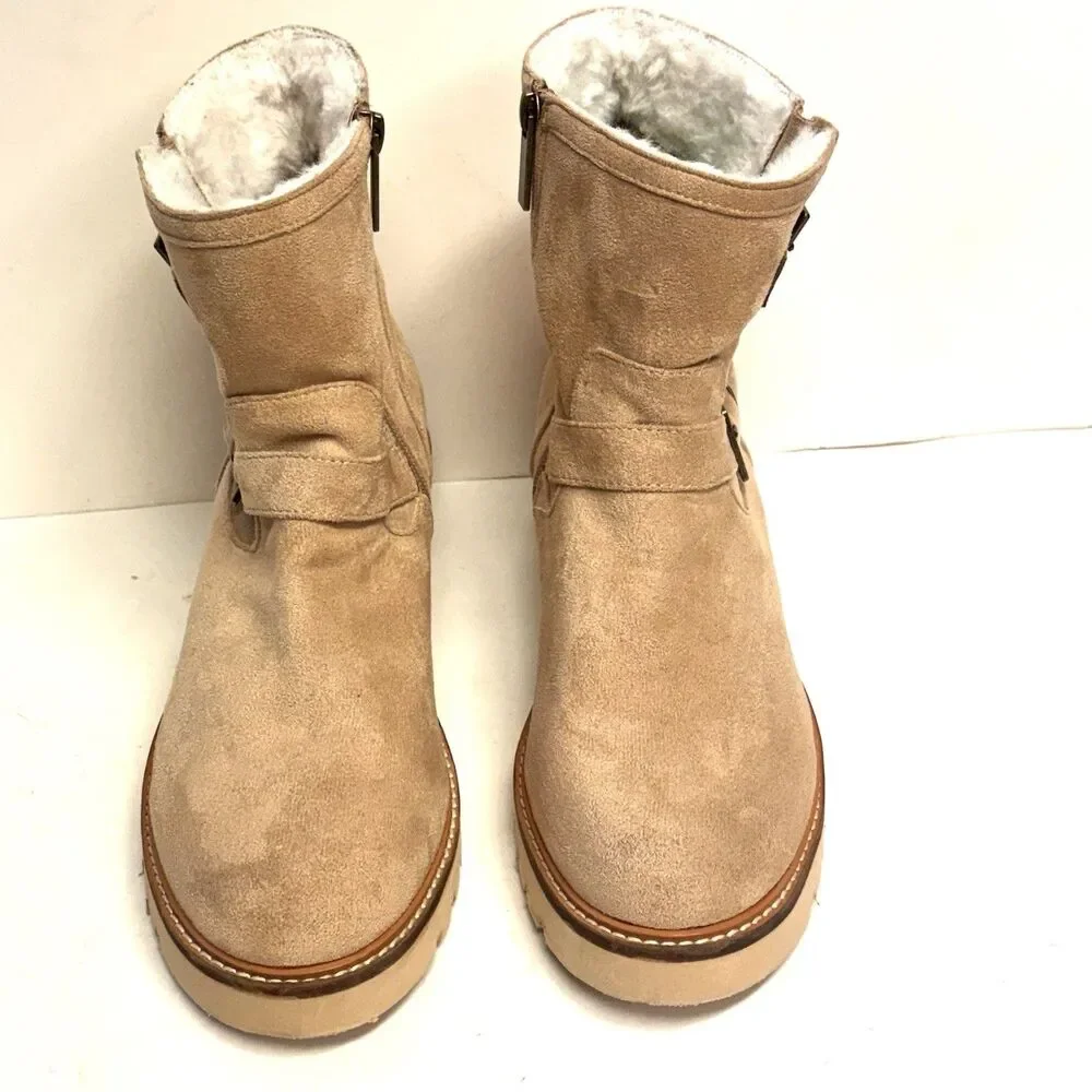 Fur Lined Chunky Boots Women's 10 Hey Girl by Corkys Faux Suede Zipper Booties